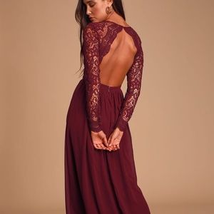 LULUS Awaken My Love Burgundy Long Sleeve Dress